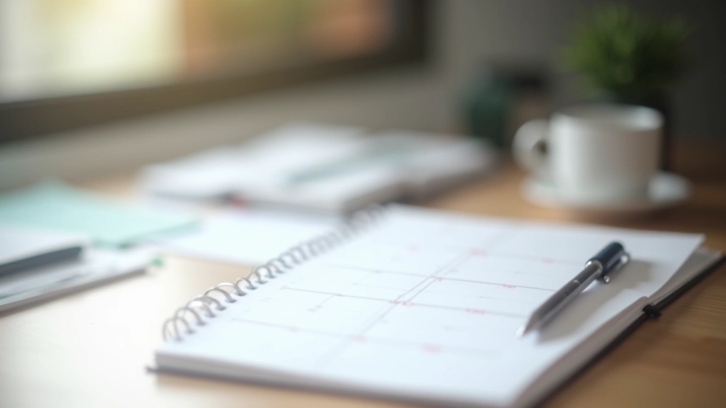 Desk calendar showing daily routine schedule with journaling time blocked out