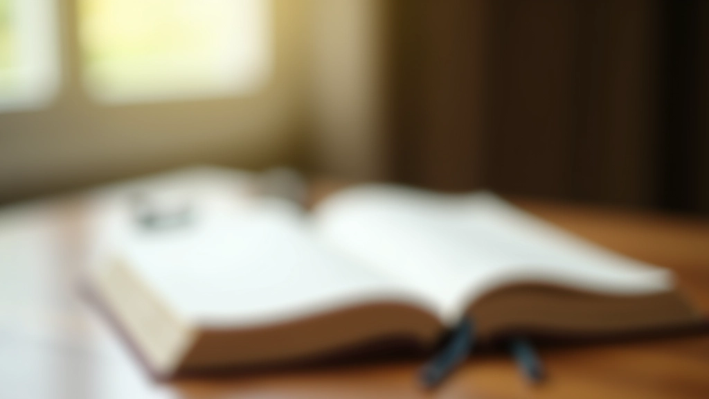 Open journal on wooden desk with pen and morning light streaming through window